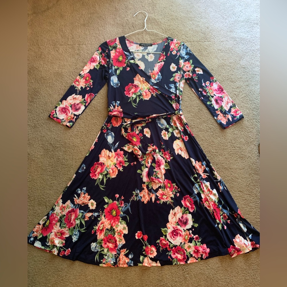 Janette fashion womens floral wrap dress size small